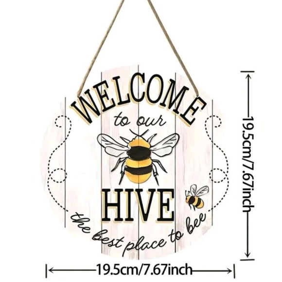 Bee Welcome Wall Decor Sign 'Mini' 🐝 - Picture 2 of 8
